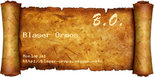 Blaser Ormos névjegykártya